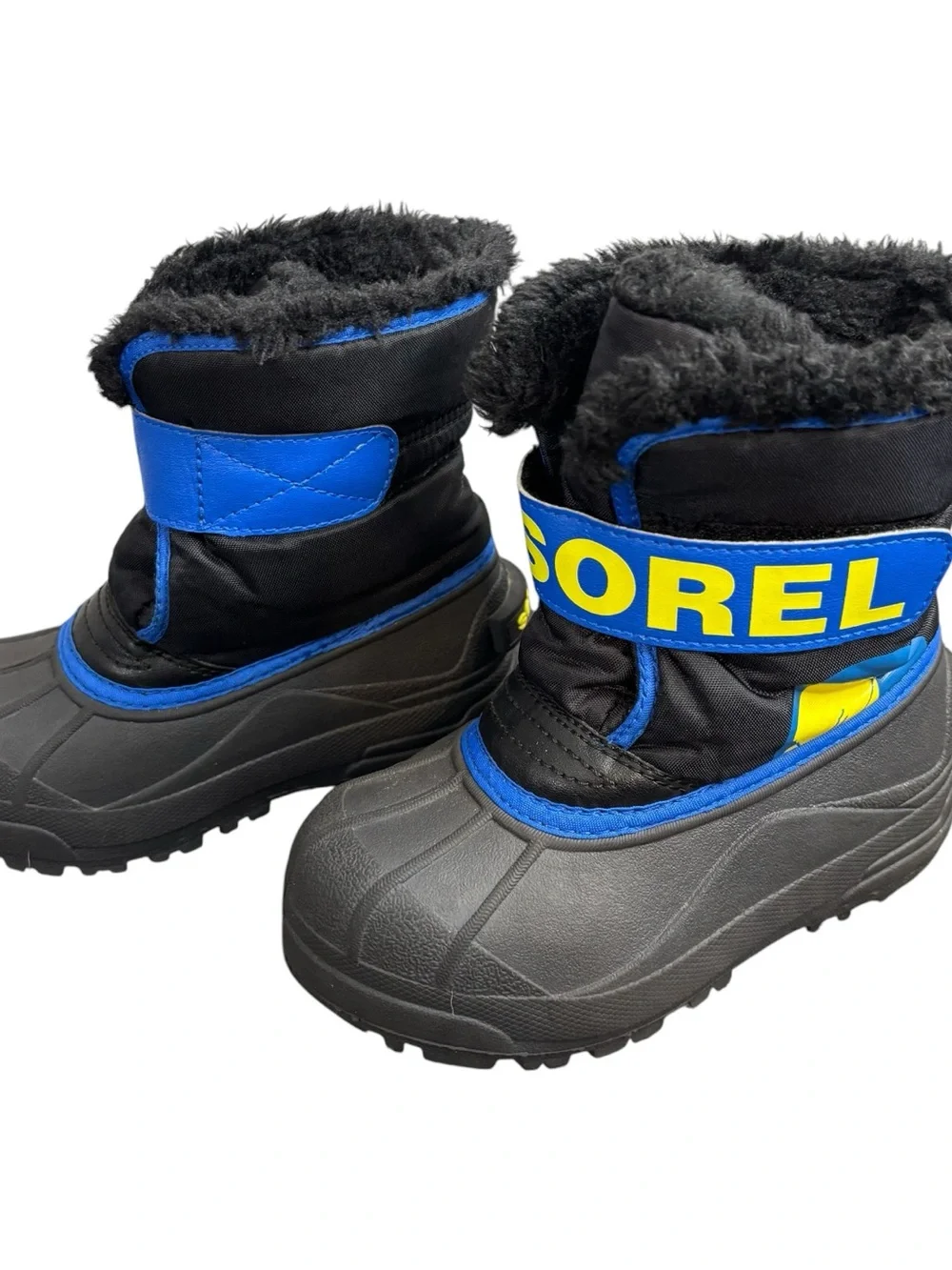 Sorel Kids Black and Blue Snow Boots lined toddler size US 11 EU 28.